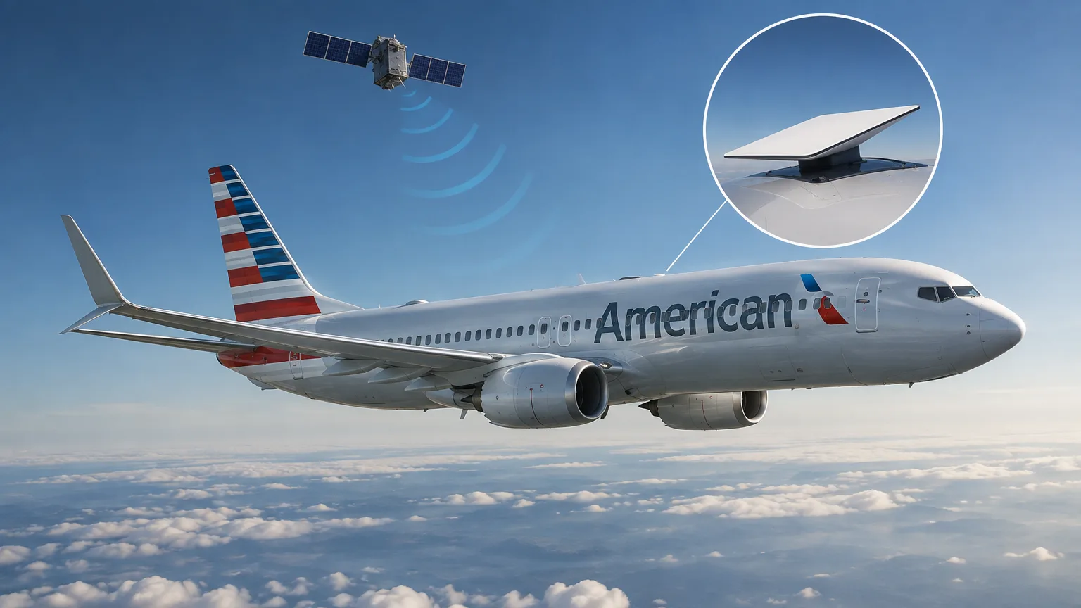 AI ilustrace k tématu: American Airlines podle Simple Flying údajně plánuje Starlink i pro Boeingy