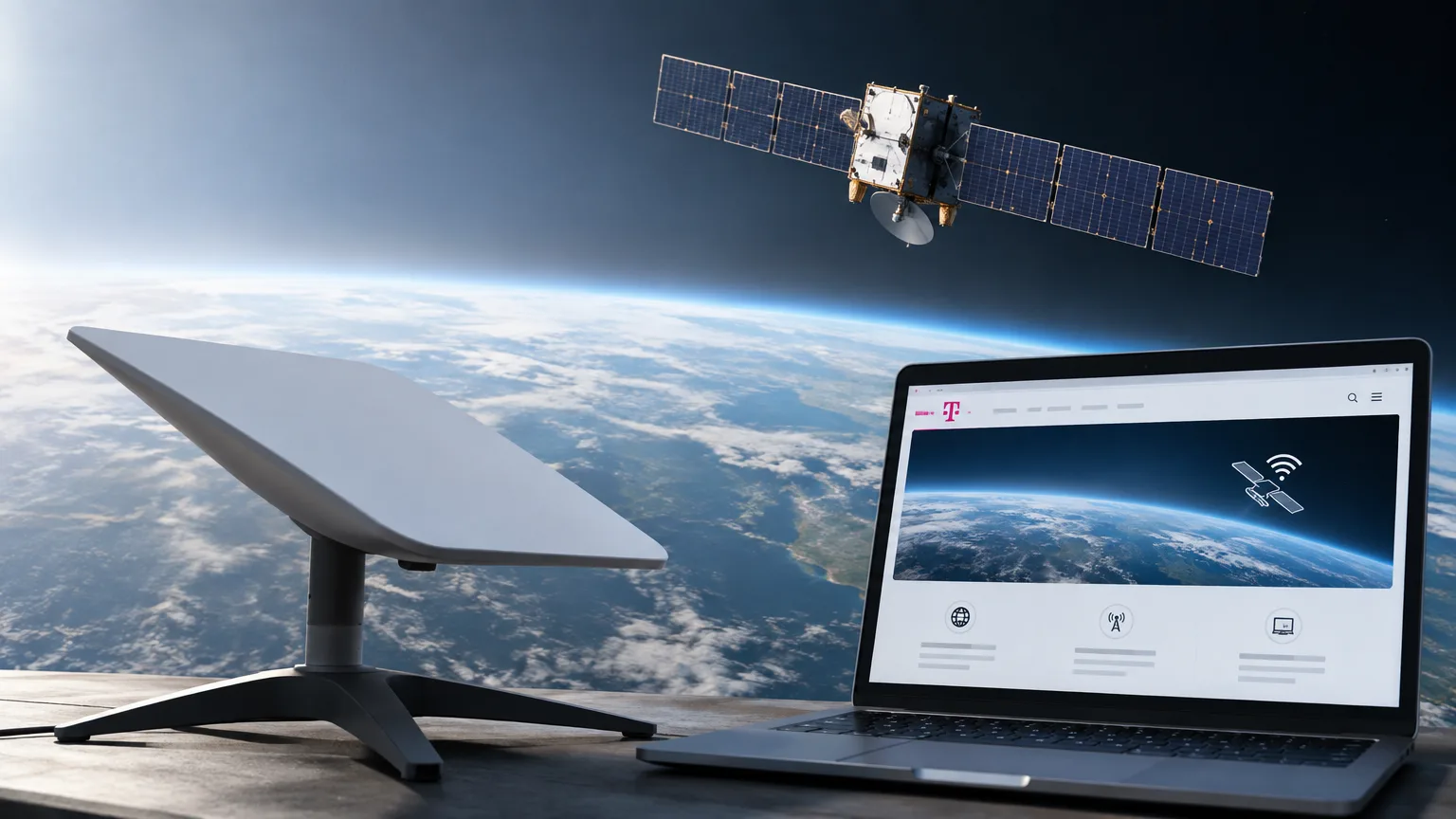 AI ilustrace k tématu: T-Mobile podle PCMag odstranil název Starlinku z webu T-Satellite