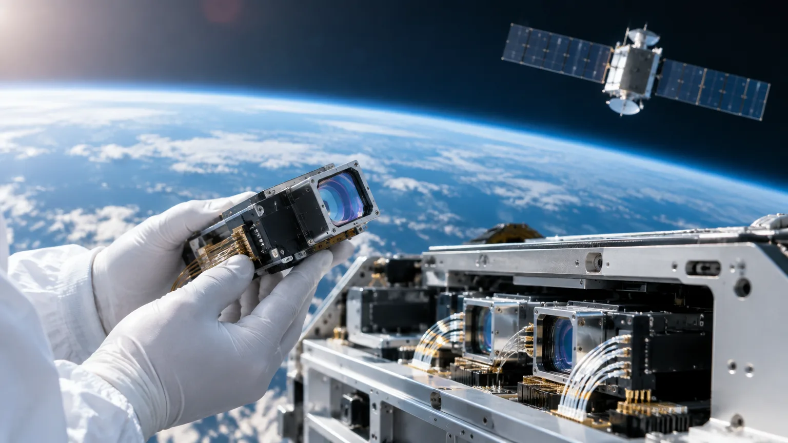 AI ilustrace k tématu: SpaceX podle reportu zvažuje vlastní výrobu optického vybavení pro Starlink