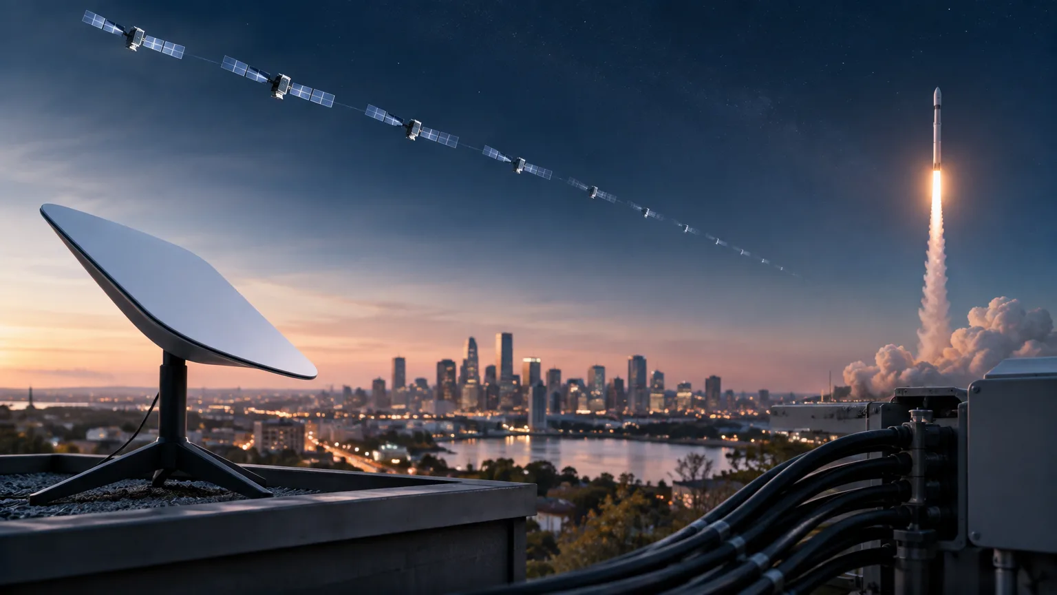 AI ilustrace k tématu: Podle New Street Research Starlink zatím nepředstavuje pro velké kabelové sítě zásadní hrozbu
