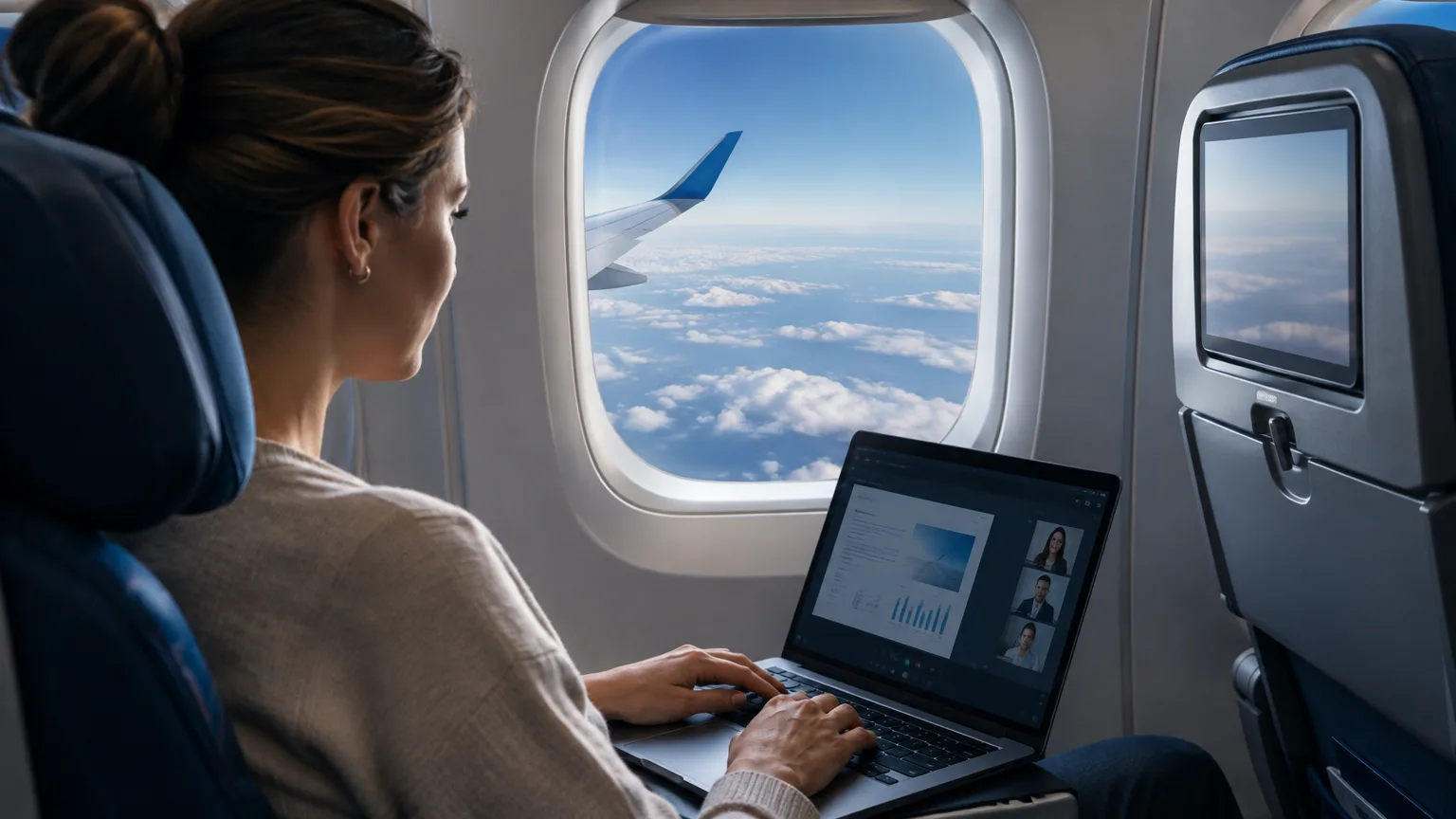 AI ilustrace k tématu: KLM podle Future Travel Experience plánuje Starlink na mezikontinentálních letech