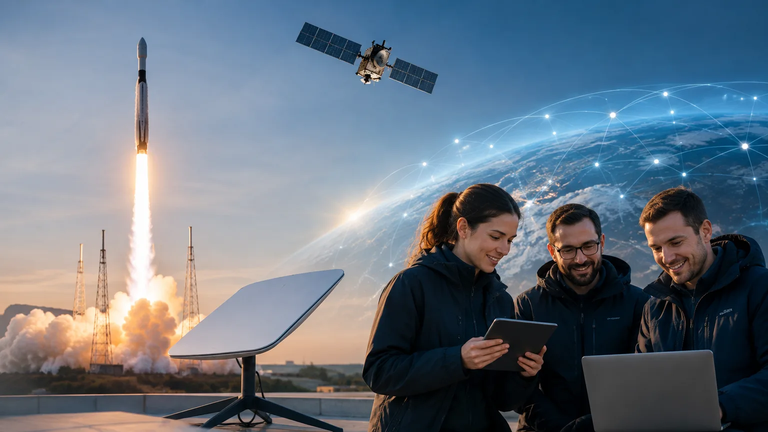 AI ilustrace k tématu: KeepTrack: SpaceX uvádí nové partnery Starlink Mobile