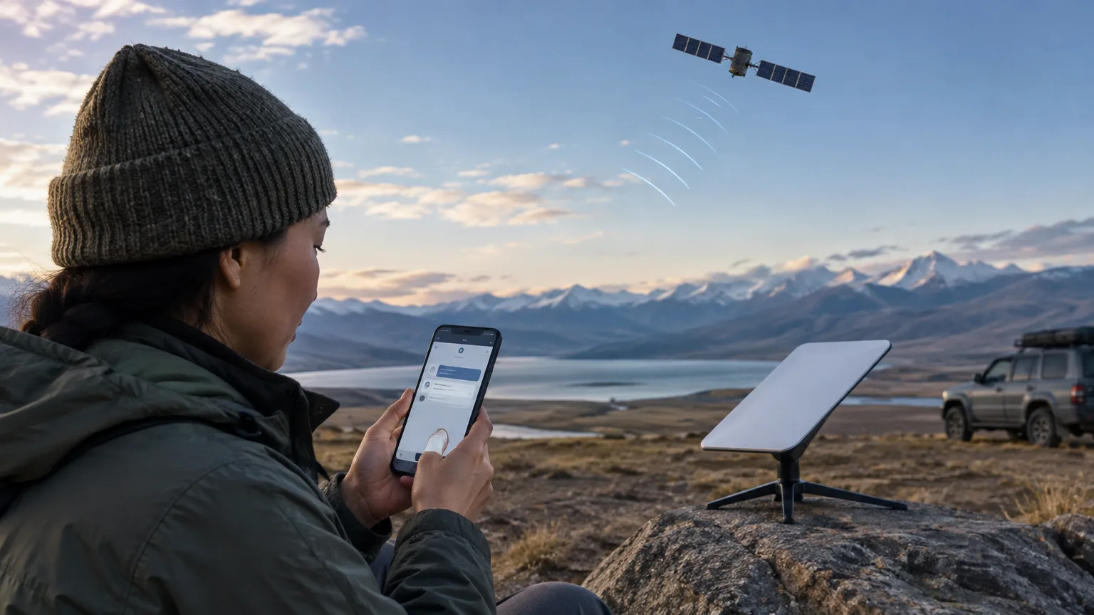 AI ilustrace k tématu: Kazachstán podle Caspian Post spustil Starlink Mobile pro oblasti bez mobilního pokrytí