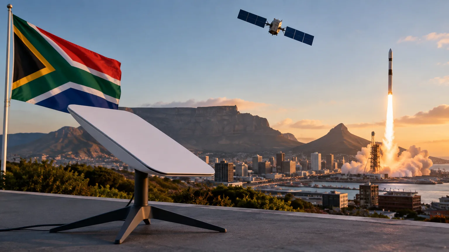 AI ilustrace k tématu: Podle Business Insider Africa chce Jihoafrická republika přivítat Starlink, řeší vlastnickou podmínku