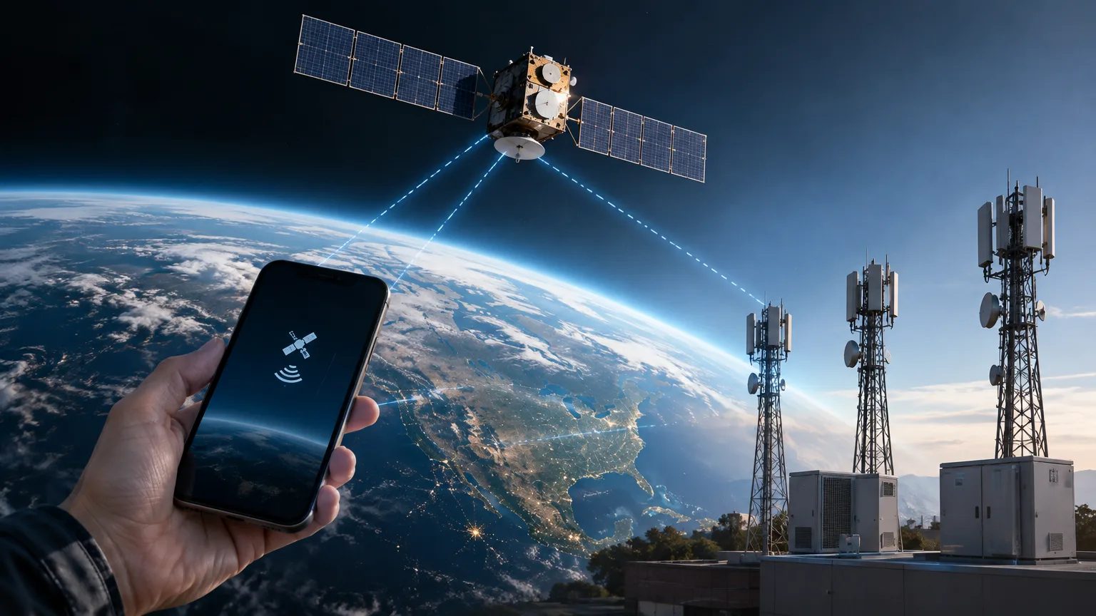 AI ilustrace k tématu: AT&T, T-Mobile a Verizon podle RCR Wireless formálně spustily americký satelitní společný podnik